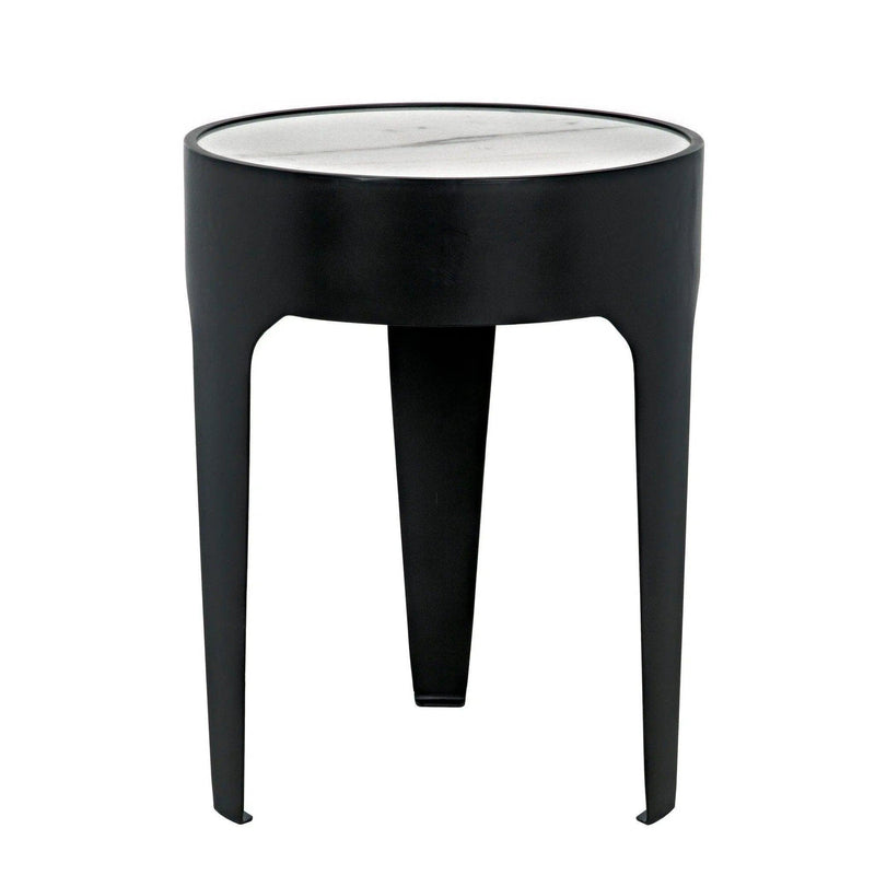 Cylinder Steel and Marble Small Round Side Table Side Tables LOOMLAN By Noir