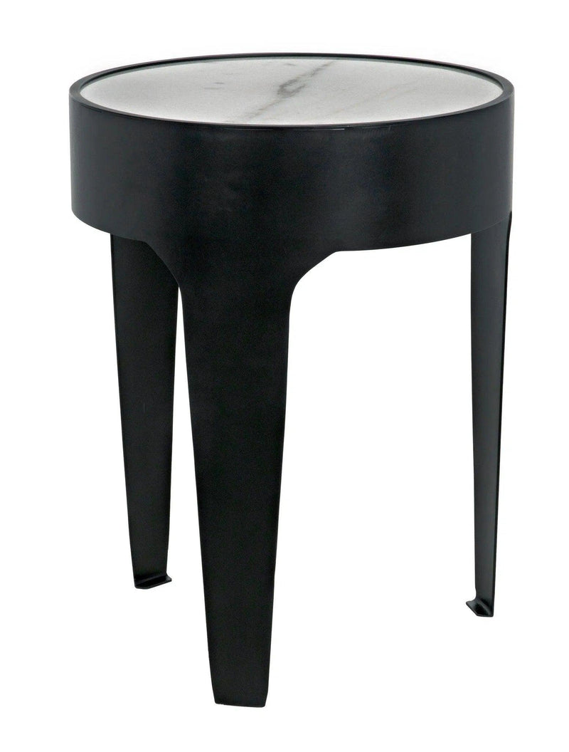 Cylinder Steel and Marble Small Round Side Table Side Tables LOOMLAN By Noir