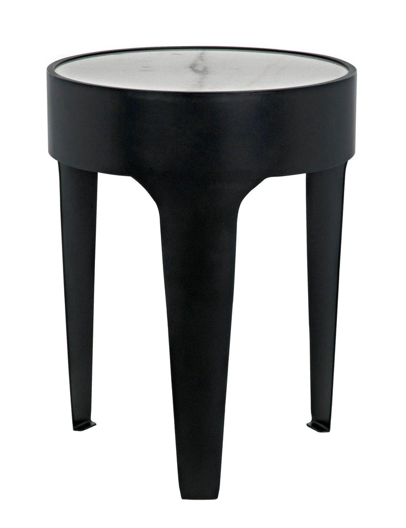 Cylinder Steel and Marble Small Round Side Table Side Tables LOOMLAN By Noir