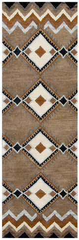 Cyta Wool Brown Hallway Kitchen Runner Rug Area Rugs LOOMLAN By LOOMLAN