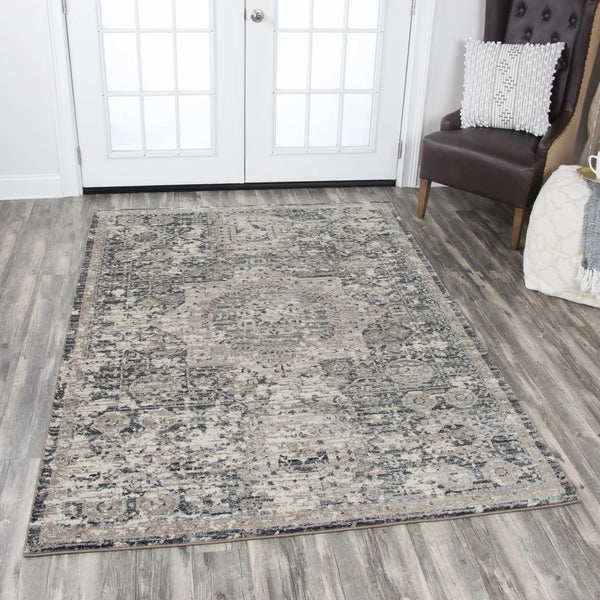 Dach Central Medallion Gray Kitchen Hallway Runner Rug Area Rugs LOOMLAN By LOOMLAN