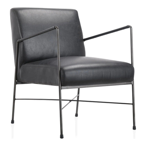 Dagwood Top Grain Black Leather Accent Chair Accent Chairs LOOMLAN By Moe's Home