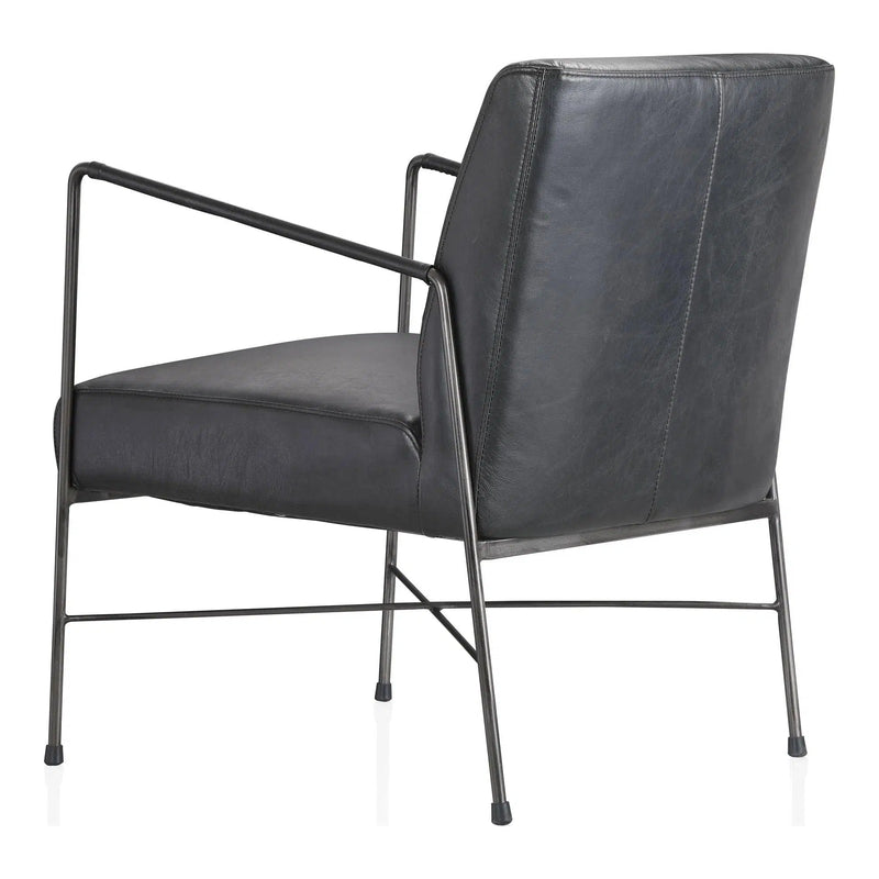 Dagwood Top Grain Black Leather Accent Chair Accent Chairs LOOMLAN By Moe's Home