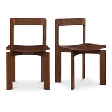 Daifuku Wood Brown Armless Dining Chair (Set of 2) Dining Chairs LOOMLAN By Moe's Home