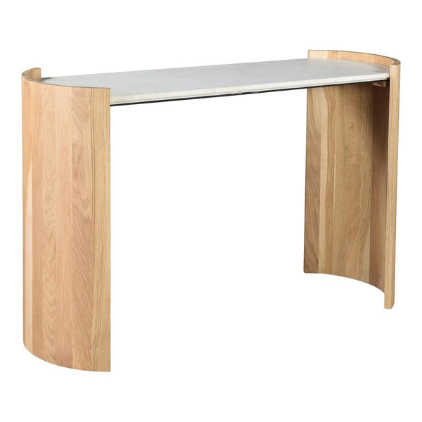 Dala White Marble and Wood Oval Console Table Console Tables LOOMLAN By Moe's Home