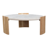 Dala White Marble and Wood Round Coffee Table Coffee Tables LOOMLAN By Moe's Home