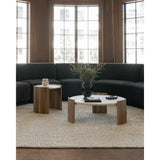 Dala White Marble and Wood Round Coffee Table Coffee Tables LOOMLAN By Moe's Home