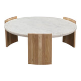 Dala White Marble and Wood Round Coffee Table Coffee Tables LOOMLAN By Moe's Home