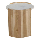 Dala White Marble and Wood Round Side Table Side Tables LOOMLAN By Moe's Home