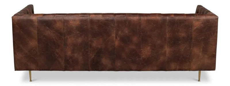 Damian Sofa Tufted Leather Bench Seat Couch Sofas & Loveseats LOOMLAN By Sarreid