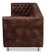 Damian Sofa Tufted Leather Bench Seat Couch Sofas & Loveseats LOOMLAN By Sarreid