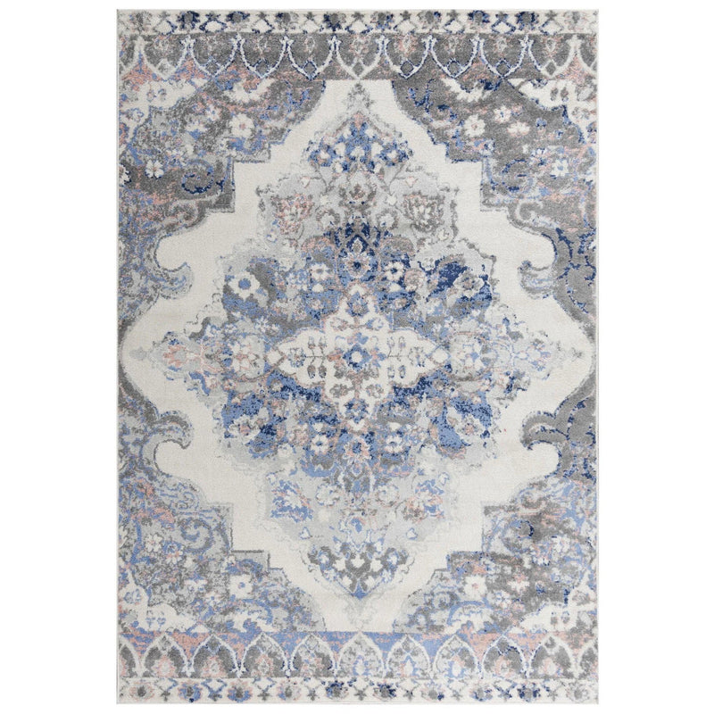 Damp Medallion Blue Kitchen Hallway Runner Rug Area Rugs LOOMLAN By LOOMLAN