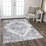 Damp Medallion Blue Kitchen Hallway Runner Rug Area Rugs LOOMLAN By LOOMLAN