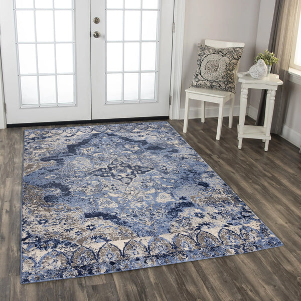 Dana Medallion Blue Kitchen Hallway Runner Rug Area Rugs LOOMLAN By LOOMLAN