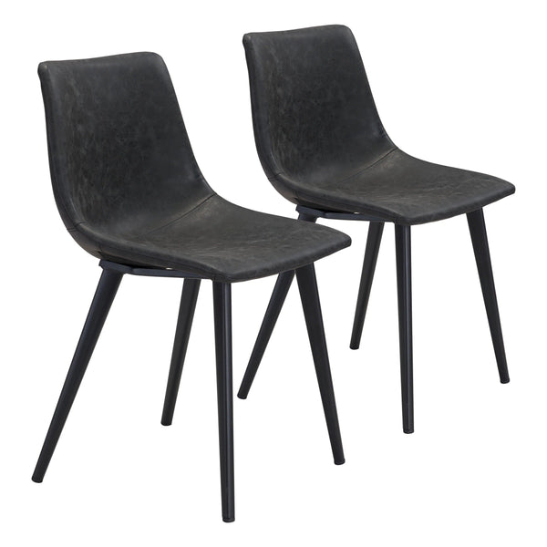 Daniel Dining Chair (Set of 2) Vintage Black Dining Chairs LOOMLAN By Zuo Modern