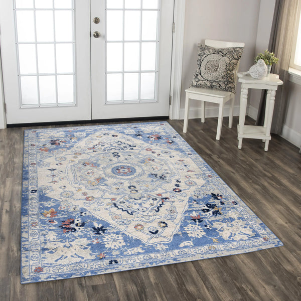 Dann Medallion Blue Kitchen Hallway Runner Rug Area Rugs LOOMLAN By LOOMLAN