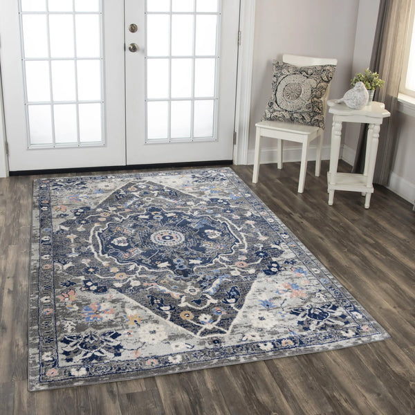 Dant Medallion Gray Kitchen Hallway Runner Rug Area Rugs LOOMLAN By LOOMLAN