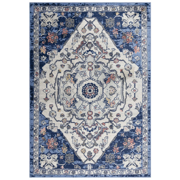 Danz Medallion Blue Kitchen Hallway Runner Rug Area Rugs LOOMLAN By LOOMLAN