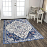 Danz Medallion Blue Kitchen Hallway Runner Rug Area Rugs LOOMLAN By LOOMLAN