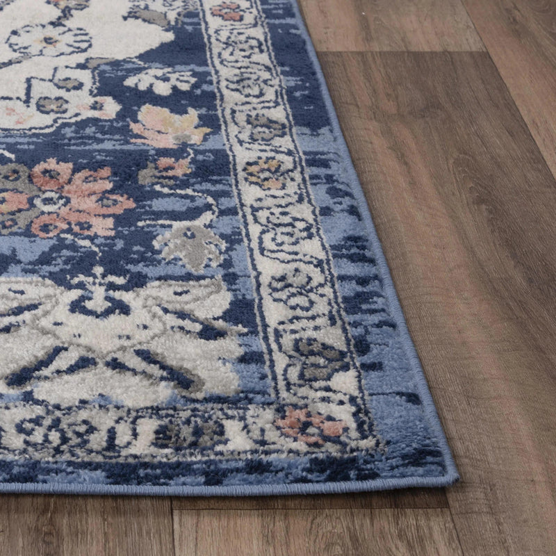 Danz Medallion Blue Kitchen Hallway Runner Rug Area Rugs LOOMLAN By LOOMLAN