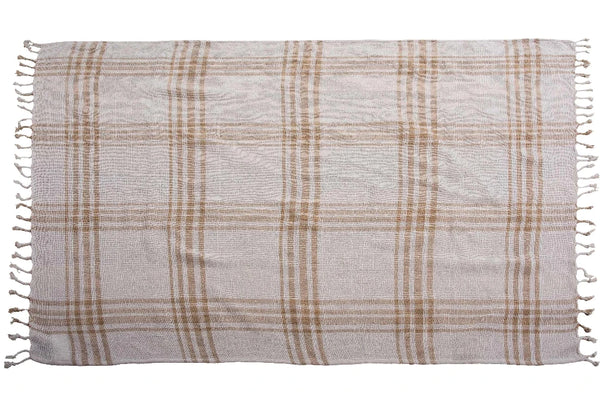 Dao Beige Outdoor Throw Blanket Outdoor Pillows LOOMLAN By LOOMLAN