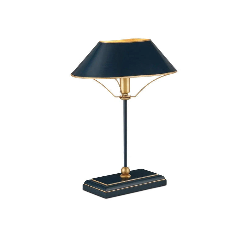 Daphne Iron and Wood Navy Blue Table Lamp Table Lamps LOOMLAN By Currey & Co