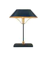 Daphne Iron and Wood Navy Blue Table Lamp Table Lamps LOOMLAN By Currey & Co