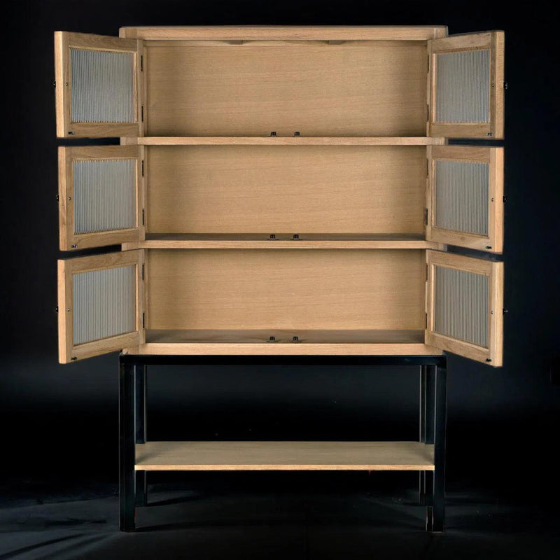 Darien Hutch Curio Buffet Cabinet, White Oak Bookcases LOOMLAN By Noir