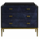 Dark Blue Caviar Black Antique Brass Kallista Chest Chests LOOMLAN By Currey & Co