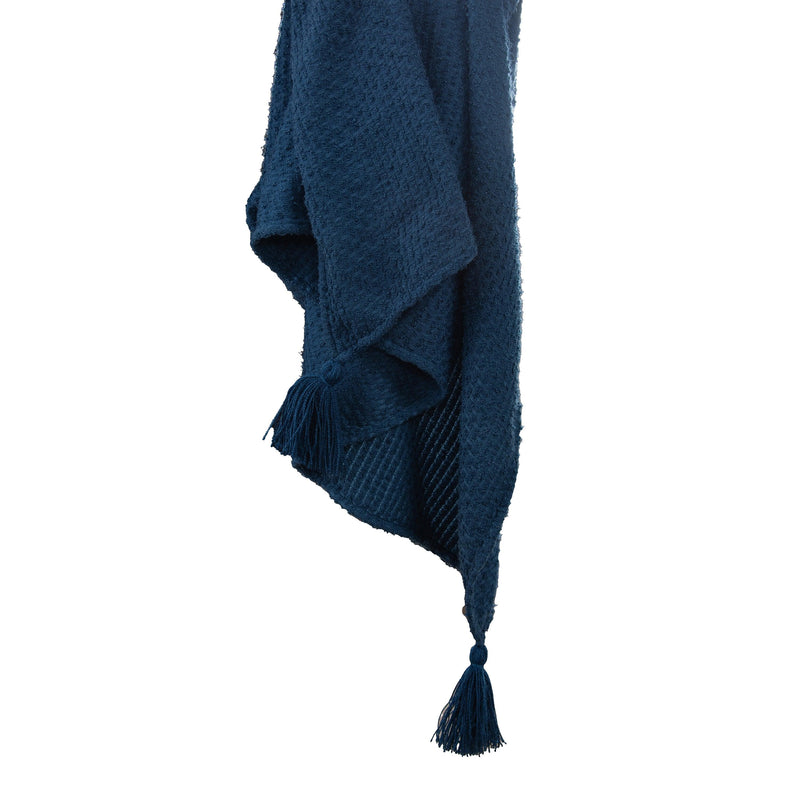 Dark Blue Outdoor Throw Blanket Outdoor Pillows LOOMLAN By LOOMLAN
