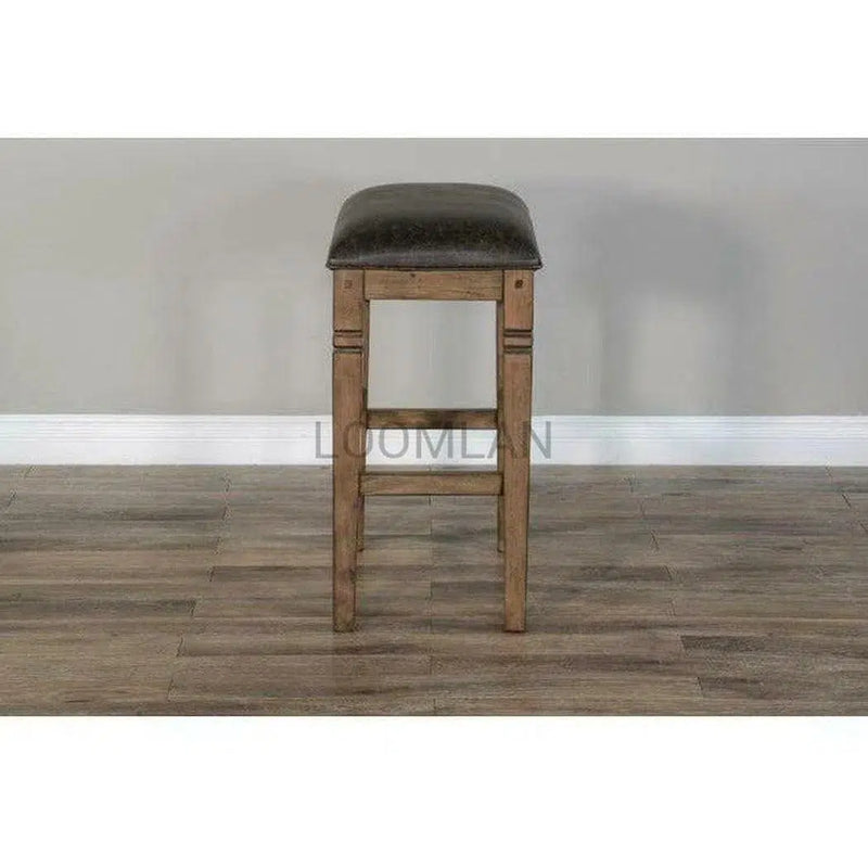 Dark Brown Bar Height Backless Stool Cushion Seat Bar Stools LOOMLAN By Sunny D