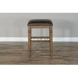 Dark Brown Bar Height Backless Stool Cushion Seat Bar Stools LOOMLAN By Sunny D