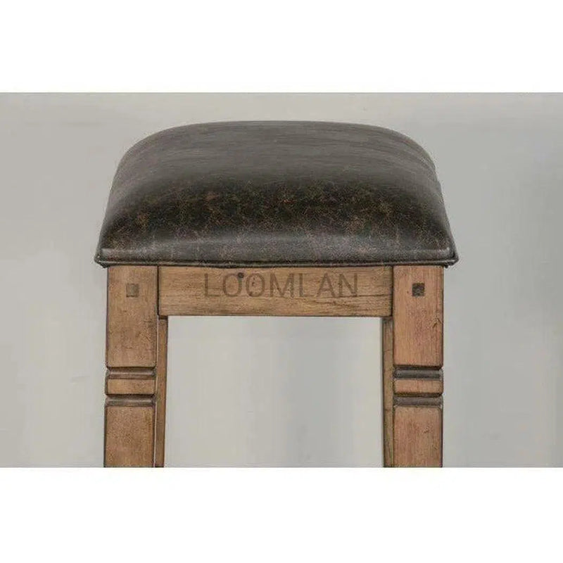 Dark Brown Bar Height Backless Stool Cushion Seat Bar Stools LOOMLAN By Sunny D