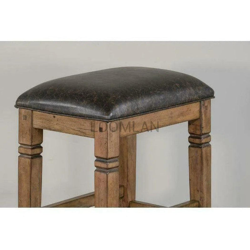 Dark Brown Bar Height Backless Stool Cushion Seat Bar Stools LOOMLAN By Sunny D