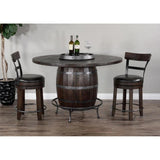 Dark Brown Round 54" Barrel Pub Table With Barstools 5 PC Set Dining Table Sets LOOMLAN By Sunny D