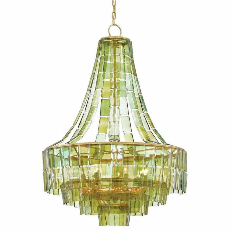 Dark Gold Leaf Green Vintner Chandelier Chandeliers LOOMLAN By Currey & Co