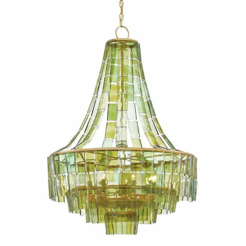 Dark Gold Leaf Green Vintner Chandelier Chandeliers LOOMLAN By Currey & Co