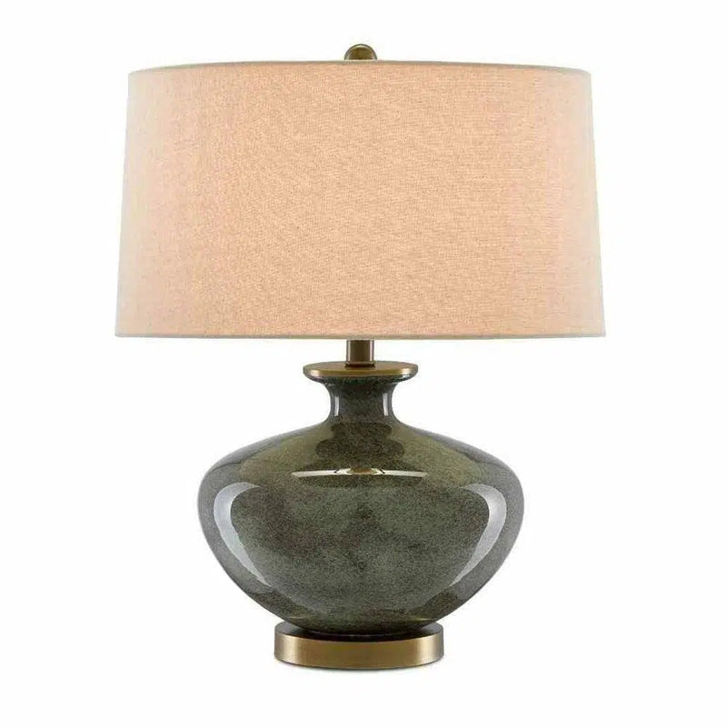 Dark Gray Moss Green Antique Brass Greenlea Table Lamp Table Lamps LOOMLAN By Currey & Co