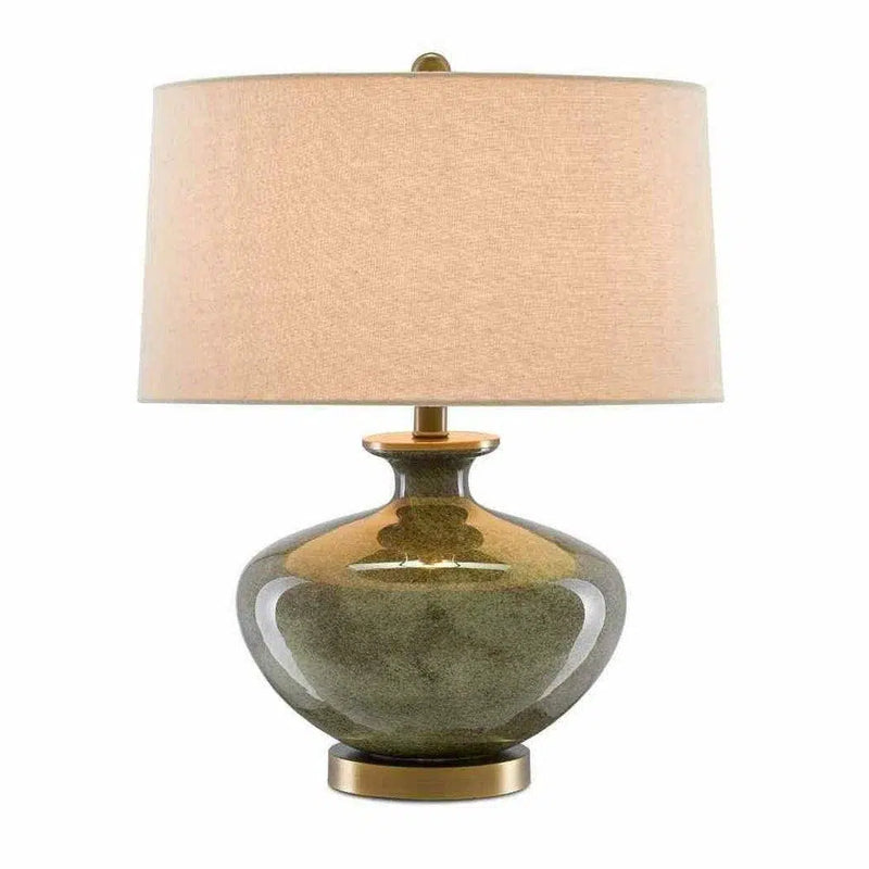 Dark Gray Moss Green Antique Brass Greenlea Table Lamp Table Lamps LOOMLAN By Currey & Co