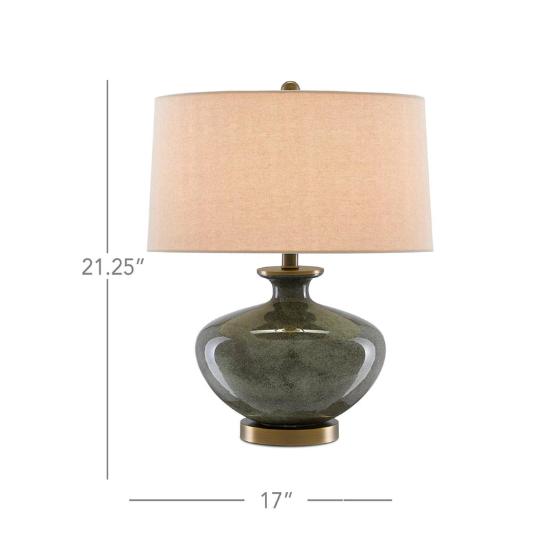 Dark Gray Moss Green Antique Brass Greenlea Table Lamp Table Lamps LOOMLAN By Currey & Co