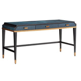 Dark Sapphire Caviar Black Antique Brass Kallista Large Desk Home Office Desks LOOMLAN By Currey & Co