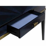 Dark Sapphire Caviar Black Antique Brass Kallista Writing Desk Home Office Desks LOOMLAN By Currey & Co