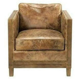 Darlington Brown Leather Club Chair Exposed Wood Frame Club Chairs LOOMLAN By Moe's Home