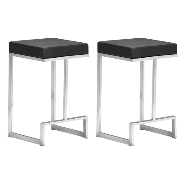 Darwen Counter Stool (Set of 2) Black Counter Stools LOOMLAN By Zuo Modern