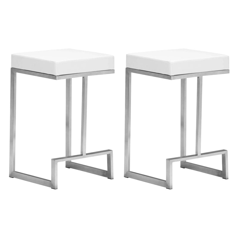 Darwen Counter Stool (Set of 2) White Counter Stools LOOMLAN By Zuo Modern