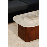 Dash White Marble and Wood Rectangular Coffee Table Coffee Tables LOOMLAN By Moe's Home