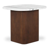 Dash White Marble and Wood Square Accent Table Side Tables LOOMLAN By Moe's Home