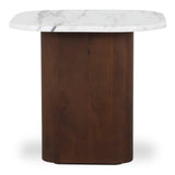 Dash White Marble and Wood Square Accent Table Side Tables LOOMLAN By Moe's Home