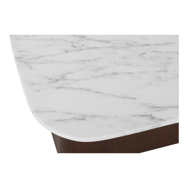 Dash White Marble and Wood Square Accent Table Side Tables LOOMLAN By Moe's Home