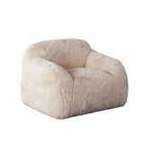 Dawson Yak Sand Natural Faux Fur Armless Accent Chair Club Chairs LOOMLAN By Diamond Sofa